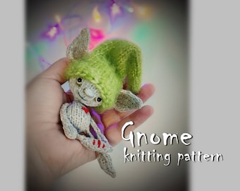 Gnome pattern, cute christmas gnome knitting pattern. Make your own for handmade gift or farmhouse and nursery décor, make toy or car charm
