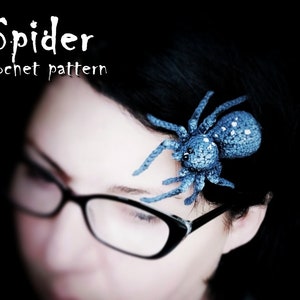 Crochet spider pattern for toy, brooch or hairpin. Cute Halloween amigurumi realistic spiders, spider jewelry or spider decor for clothes