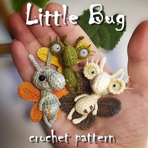 Bug crochet pattern for insect pin, badge or brooch. Bug amigurumi pattern, cute crochet design for insect jewelry, gift for girlfriend DIY