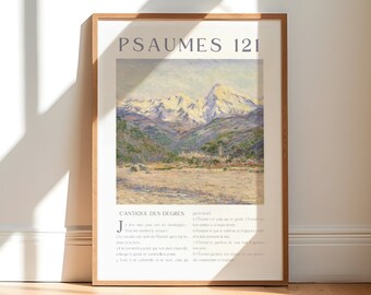Psaumes 121, Louis Segond, French Psalm 121 Christian Wall Art, Religious Art Digital Download, Faith Gift For Mom, Christian Home Decor