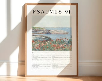Psaumes 91, Louis Segond, French Psalm 91 Christian Wall Art, Religious Art Digital Download, Faith Gift For Mom, Christian Home Decor
