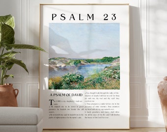 Psalm 23, KJV Scripture Wall Art, The Lord Is My Shepherd Christian Wall Art, Vintage Bible Verse Print, Digital Prints For Christians