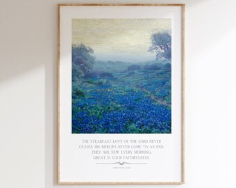 His Mercies Are New Printable Wall Art, Vintage Christian Art Print, Lamentations 3: 22-23 Bible Verse Quote, Digital Art Download