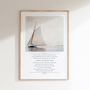Isaiah 43: 1-3 Scripture Art, Nautical Wall Decor For Christians, I Will Be With You Bible Verse, Relaxing Beach Wall Art, Instant Download