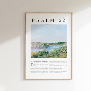 Psalm 23 Scripture Wall Art, The Lord Is My Shepherd Christian Wall Art, Vintage Bible Verse Print, Christian Home Decor, Digital Download
