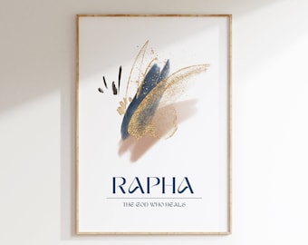 Rapha Name of God Printable Wall Art, Modern Christian Art Print, The God Who Heals Bible Verse Quote, Digital Art Download