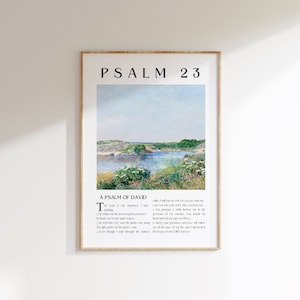 詩篇 23 章の壁アート、NIV、黒フォント、主は私の羊飼いヴィンテージ聖書詩プリント、キリスト教の室内装飾、デジタルアートのダウンロード