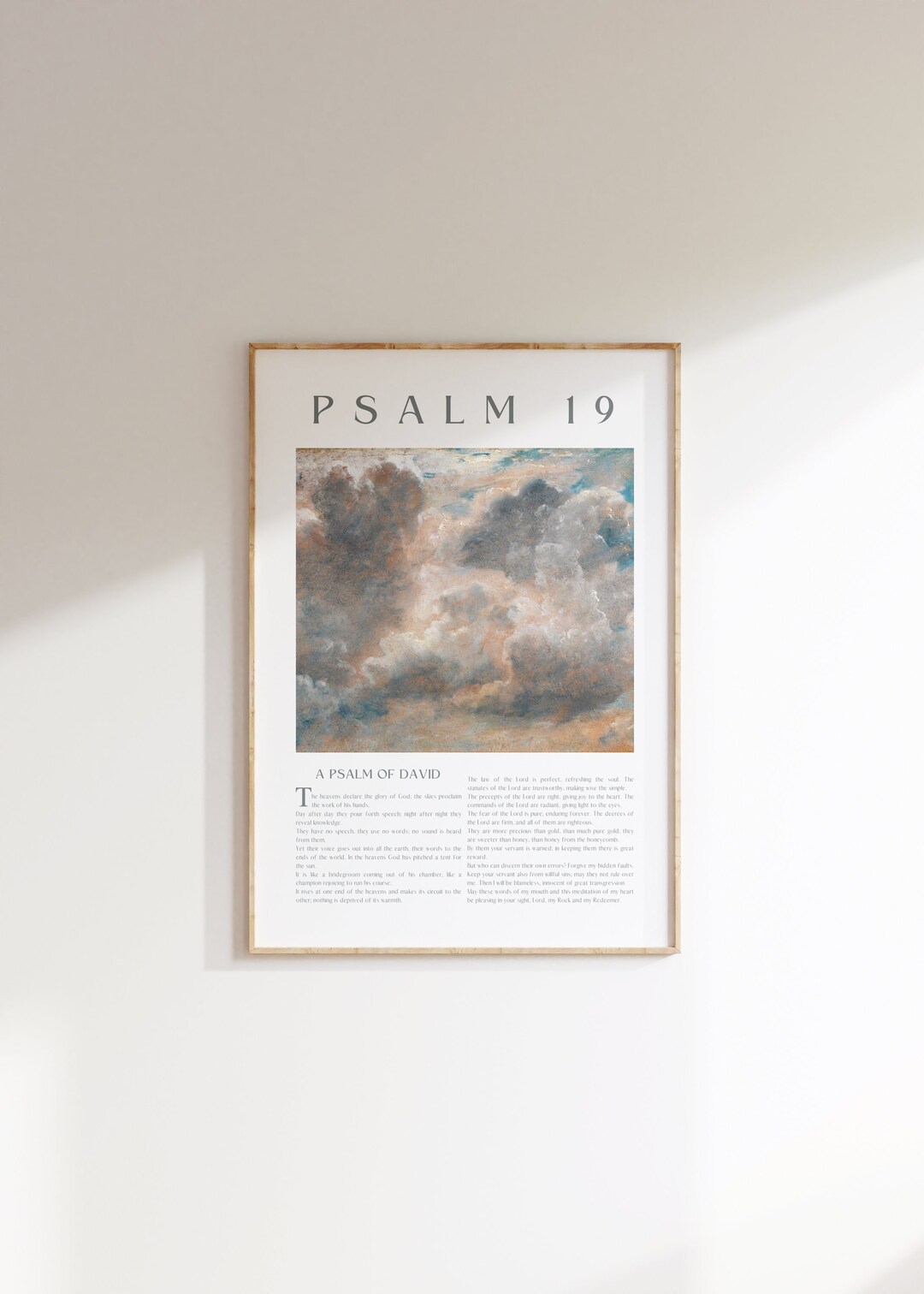 Psalm 19 Printable Wall Art NIV Cloud Painting Vintage Art - Etsy