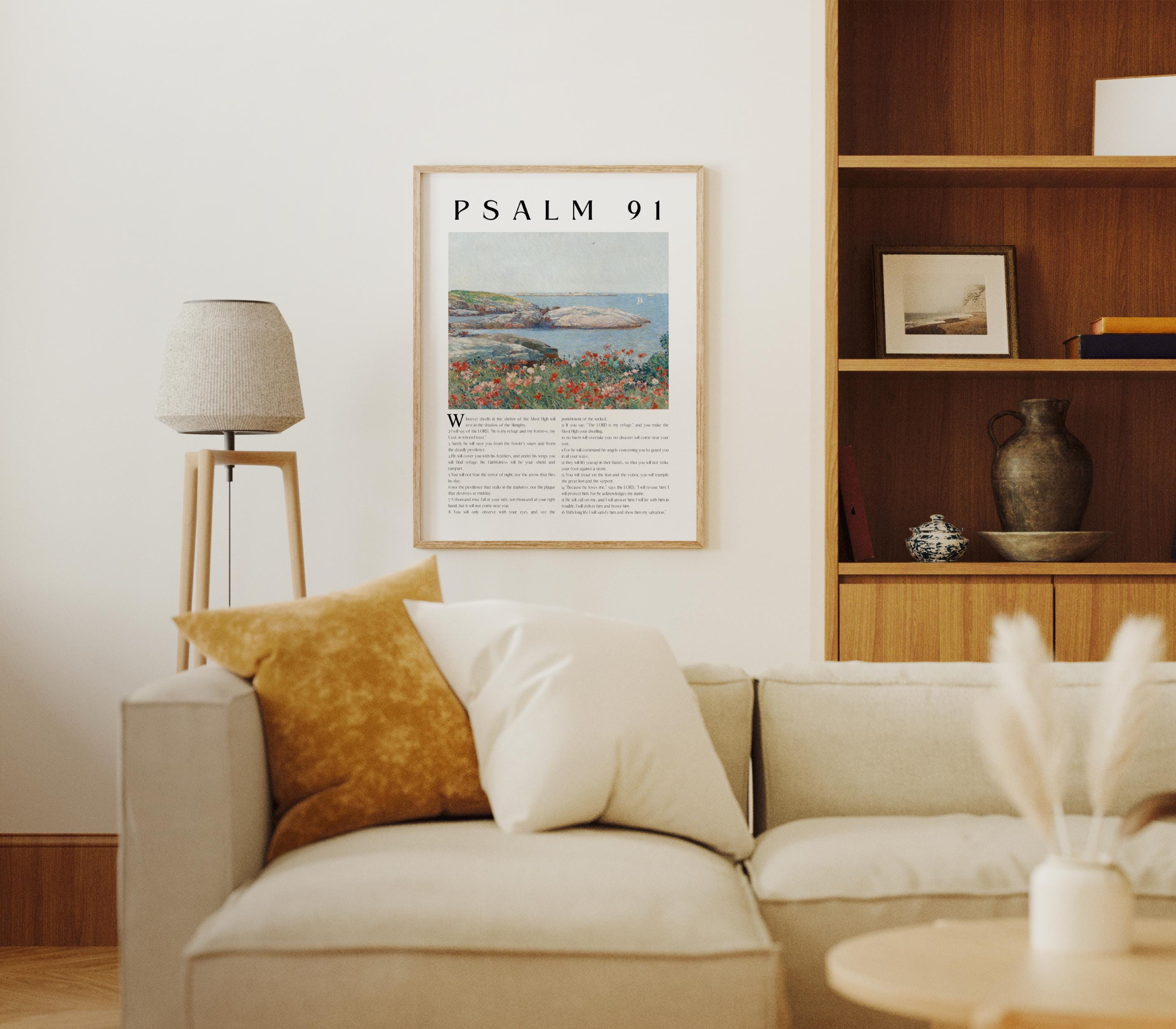 Psalm 91 Art Print | Christian Christmas Gift | Vintage Scripture Wall ...