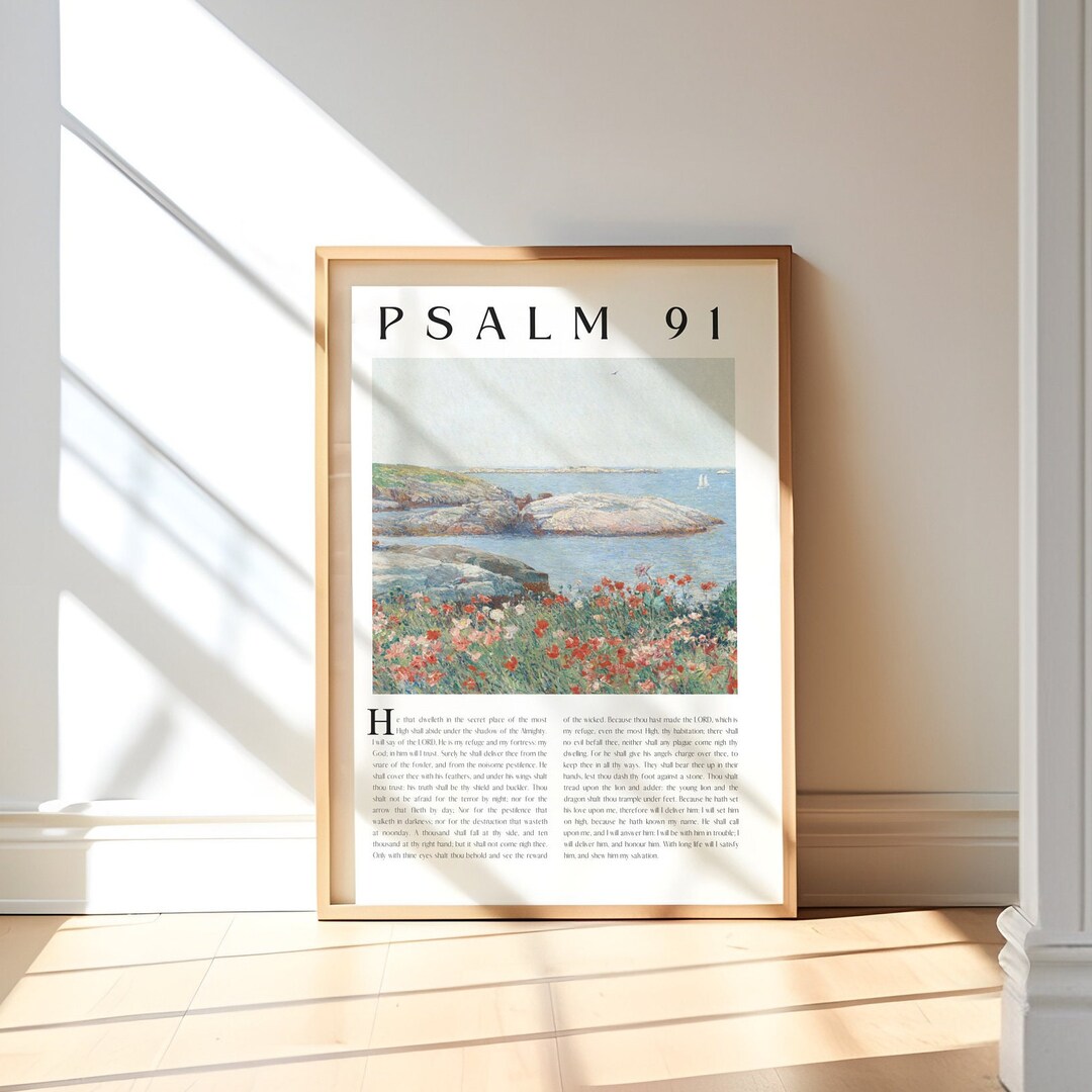Psalm 91 Wall Art, KJV, Without Verse Numbers, Bible Verse Art for ...