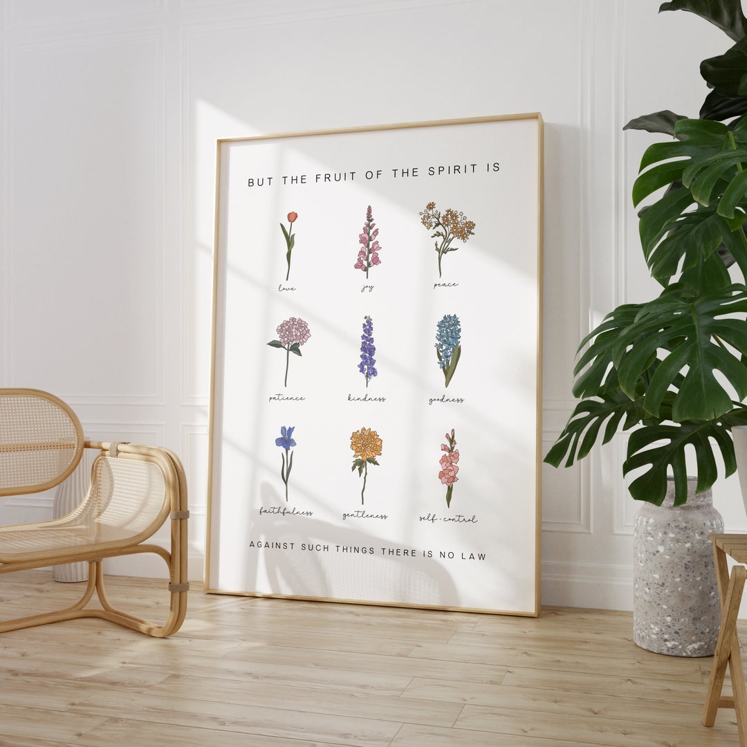 Fruit of the Spirit Wall Art, Galatians 5:22-23 Bible Verse Floral Art ...