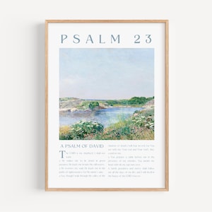 Psalm 23 Skriftstavla, Herren är min herde kristen väggkonst, Vintage bibelverstryck, kristen heminredning, digital nedladdning