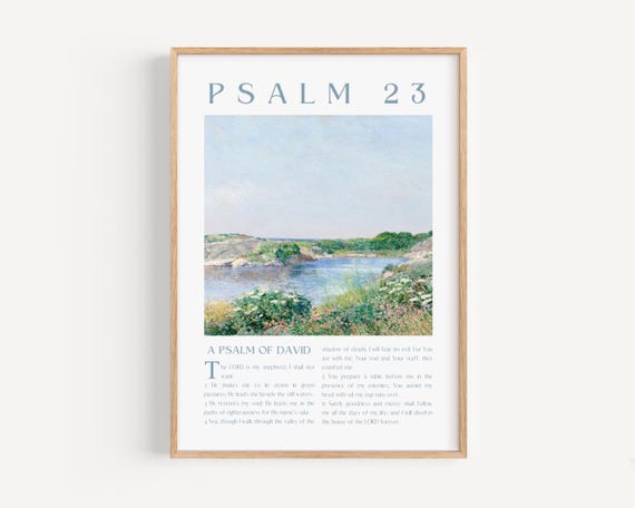 Psalm 23 Scripture Wall Art, The Lord Is My Shepherd Christian Wall Art, Vintage Bible Verse Print, Christian Home Decor, Digital Download