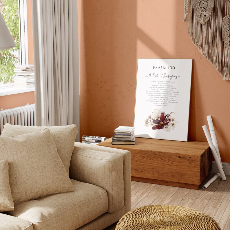 Psalm 100 Scripture Wall Art Modern Christian Home Decor Etsy