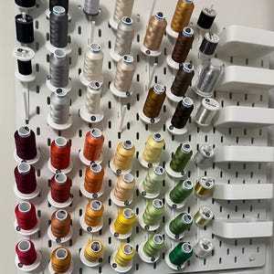 Skadis Pegboard bomullsrullhållare: Gutermann, Hemmingworth, Madeira spolar