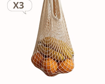 Reusable Organic Cotton Mesh Grocery Bag 3 Pack