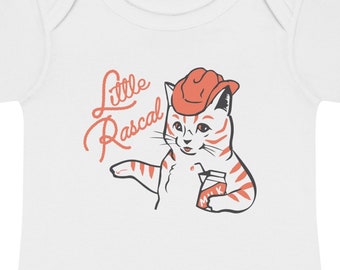 Little Rascal Cowboy Kitten ~ Body infantil de canalé para bebé de CAN DO Design Co.