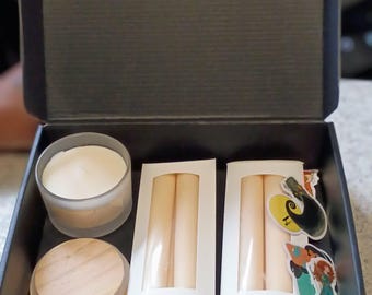 手作りのソイワックスマッサージキャンドル＆キャンドルスティックセット、カップル向けリラクゼーションセット