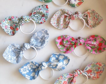 Pick Your Print - Liberty London Fabric Knotted Petal Bow, Liberty Fabric Hair Tie, Hair Elastic, Liberty Bunny Ear Bow