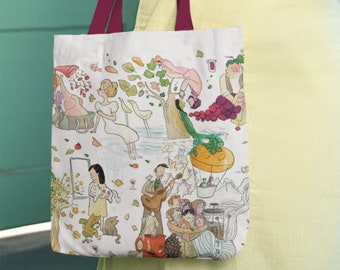 Four Seasons tote bag | Custom Summer Gift | autumn leaves tote bag | cat lovers shoulder tote bag