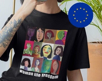 Woman Life Freedom Mahsa Amini T-shirt Femme Vie liberté jin jiyan azadi. Cotton woman t-shirt femme women life freedom