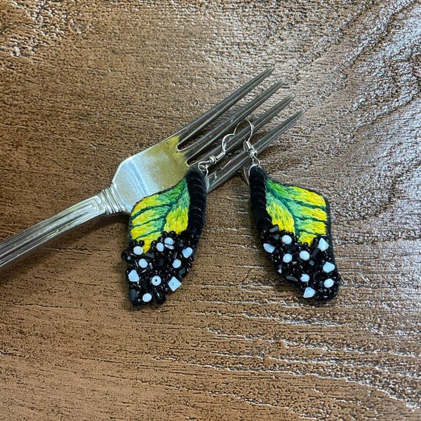 Butterfly Wing earrings | thread art butterfly jewellery | embroidered jewelry hand embroidered earrings tell me which one you want via mess