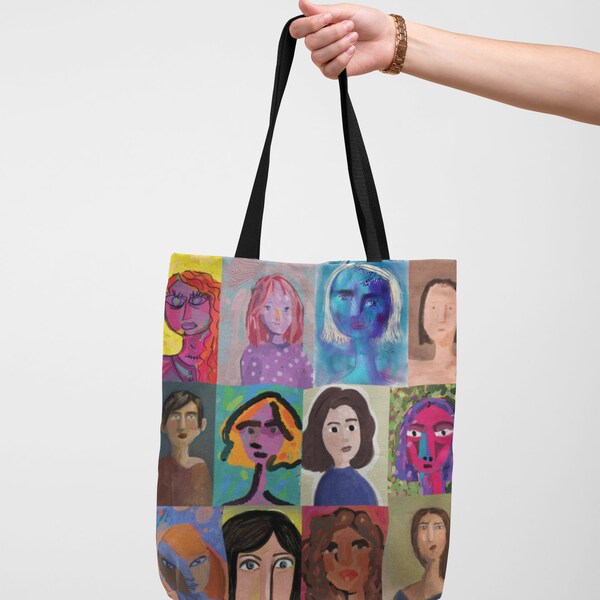 women life freedom tote bag | Original design of the artist Sarah Tabib from France | women’s portraits tote bag | aesthetic grocery bag