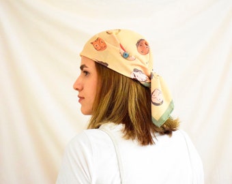 4 modèles | foulard foulard | Écharpe carrée en coton pour femme | foulard pour fille | illustration