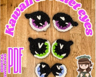 Kawaii round eyes crochet pattern (three sizes) for amigurumi