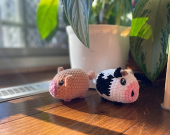 no sew cow & pig crochet pattern