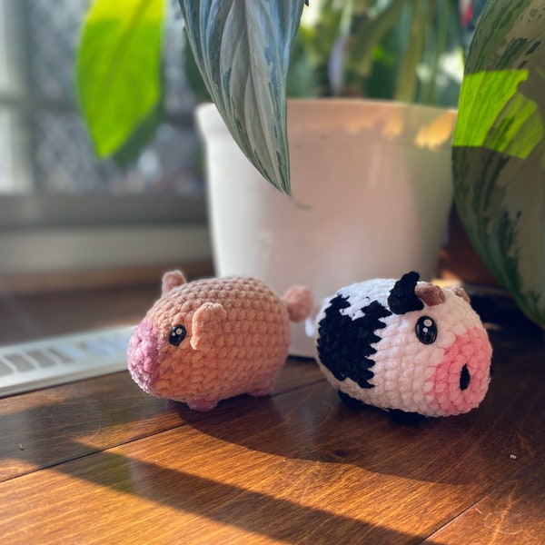 Patron sans couture vache et cochon au crochet