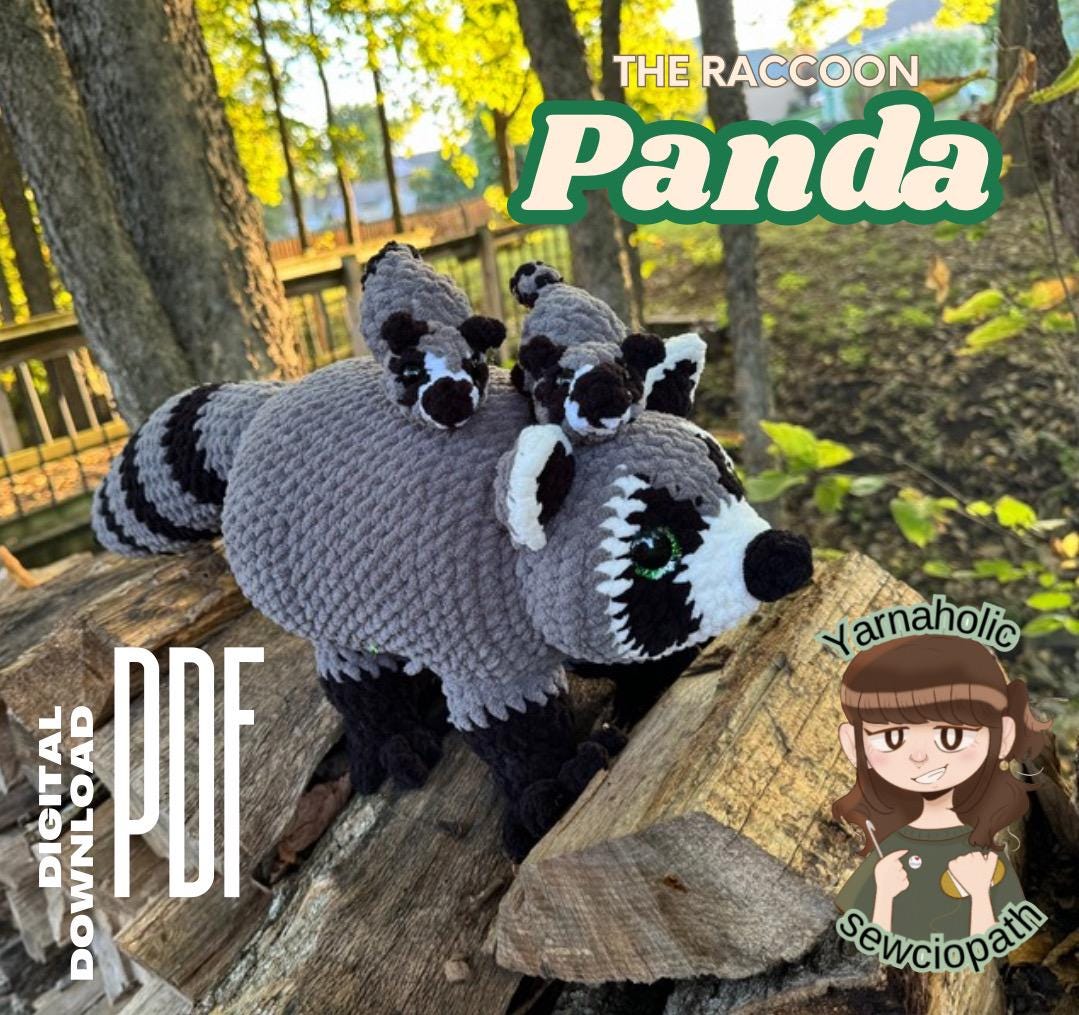 38 Racoon Crochet Patterns for Woodland Amigurumi, Hats, Appliques, and Cozy Handmade... 33 Panda the raccoon and her babies ( with red panda Mod)