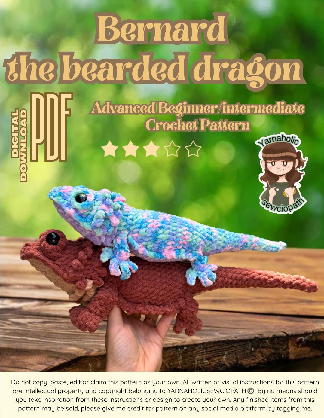 16 Bearded Dragon Crochet Patterns for Reptile Lovers, Gifts, and Plush Decor 15 Bernard The Bearded Dragon Low Sew Crochet