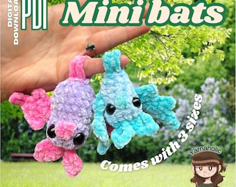 No sew mini bats crochet pattern