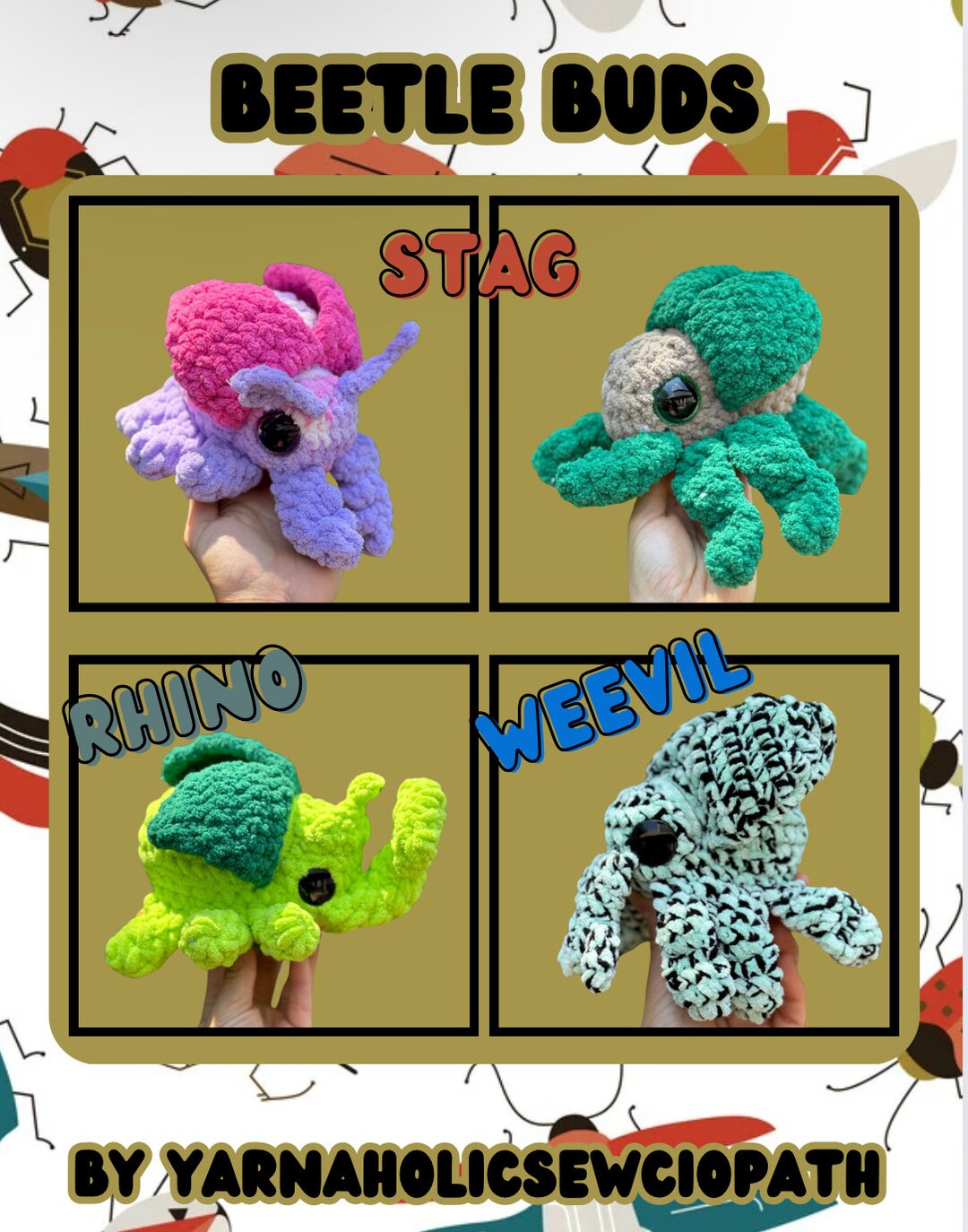 No Sew Beetle Buds Crochet Pattern - Etsy
