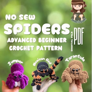 NO SEW Spiders crochet pattern with tarantula mod
