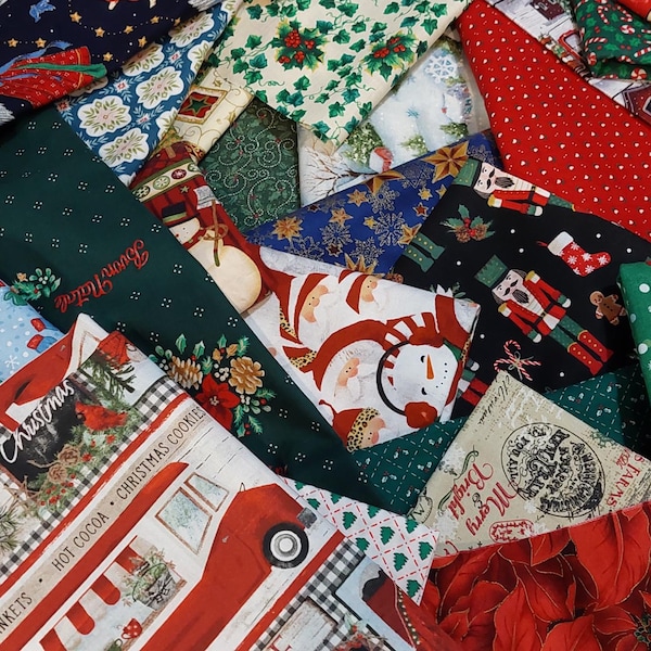 Christmas Fabric Grab Bag Bundle 1/2 lb. Small to Medium Pieces