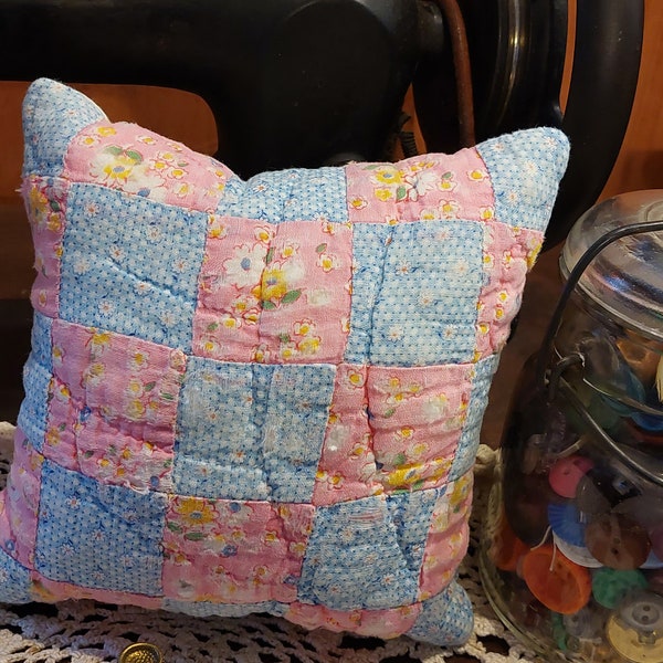 Hand Quilted 6" Miniature Pillow Antique Cutter Quilt