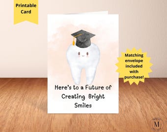 Tarjeta de graduación de la facultad de odontología, tarjeta inspiradora para estudiantes de odontología, tarjeta de graduación de higienista dental, tarjeta de dientes adorable, tarjeta de felicitación de 12,7 x 18,8 cm.