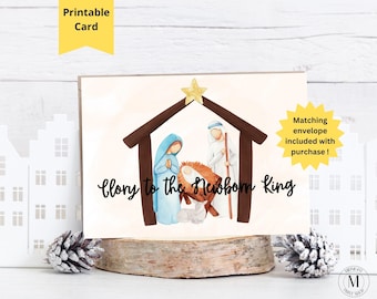 Holy Family Card,  Religious Christmas Card, Advent Calendar Card, Stocking Stuffer Card, Manger Card, Nativity Card, Christmas Hymn Gift