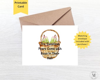 Kaart baby shower tweeling, schattigste peer kaart, kaart tweeling moeder, aanstaande ouders babyshower cadeau, grappig babyshower cadeau, woordspeling wenskaart