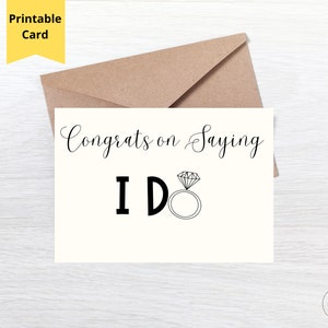 Cute Wedding Ring Card, Congrats on Saying I Do, Bride and Groom Gift, Bridal Ring Wedding Card, 7x5 greeting card