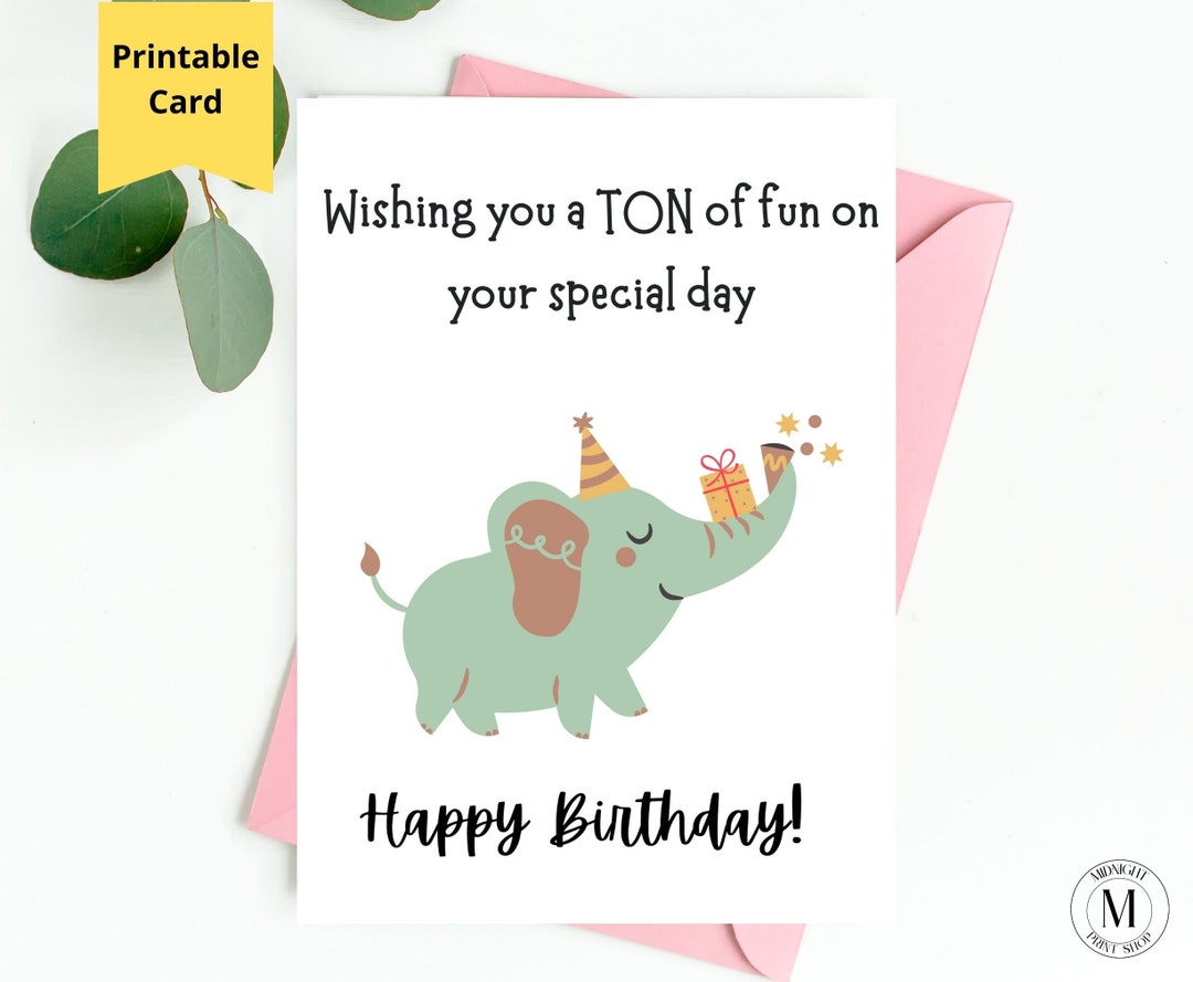 Elephant Birthday Card Pun Birthday Card Funny Birthday Card Etsy