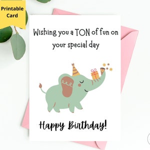 Tarjeta de cumpleaños de elefante, tarjeta de cumpleaños de juego de palabras, tarjeta de cumpleaños divertida para ella, tarjeta de feliz cumpleaños para todas las edades, tarjeta de felicitación única 5x7