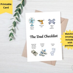Divertente biglietto per la festa del papà, biglietto con lista di controllo per papà, biglietto per la festa del papà per bambini, regalo per papà, biglietto unico per la festa del papà, biglietto d'auguri 5x7