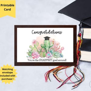 Aquarel cactus afstudeerkaart, grappige woordspeling kaart voor afgestudeerden, student cadeau, afgestudeerd student cadeau, grappig afstudeercadeau, 7 x 5 wenskaart