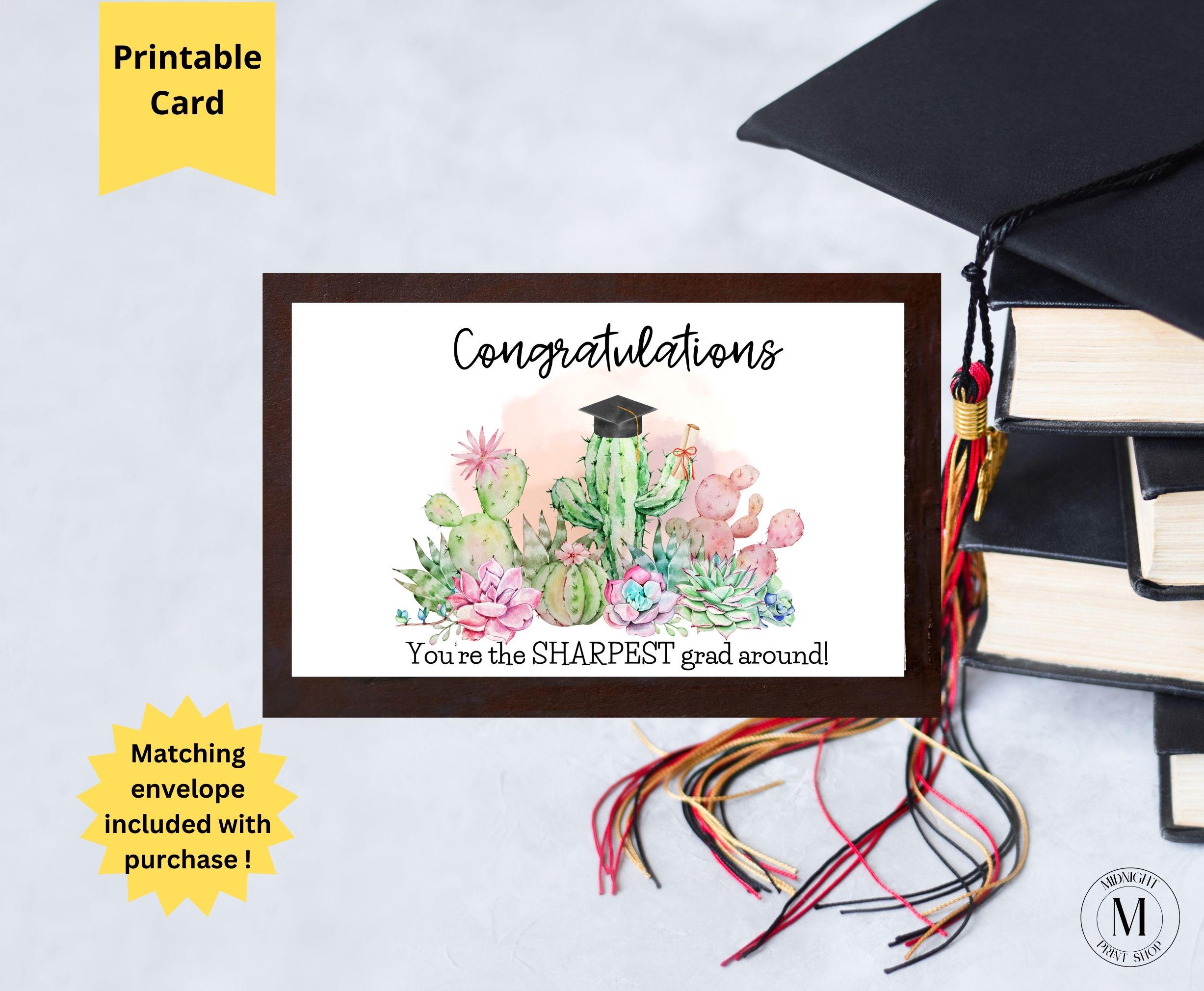 Graduating Cactus Watercolor Cactus Graduation Card, Funny Pun Card for Graduates ...