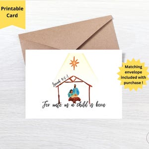 Krippenszene Karte, religiöse Weihnachtskarte, Bibel Schrift Karte, Christliche Weihnachtskarte, Adventszeit Karte, 7x5 Grußkarte