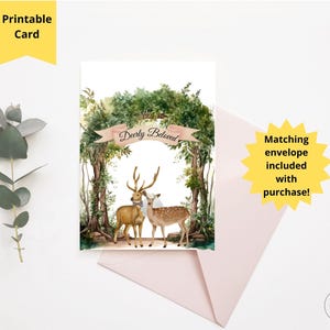Jeu de mots drôle de carte de voeux de mariage - Cerf bien-aimé, cadeau pour les jeunes mariés, carte de cerf