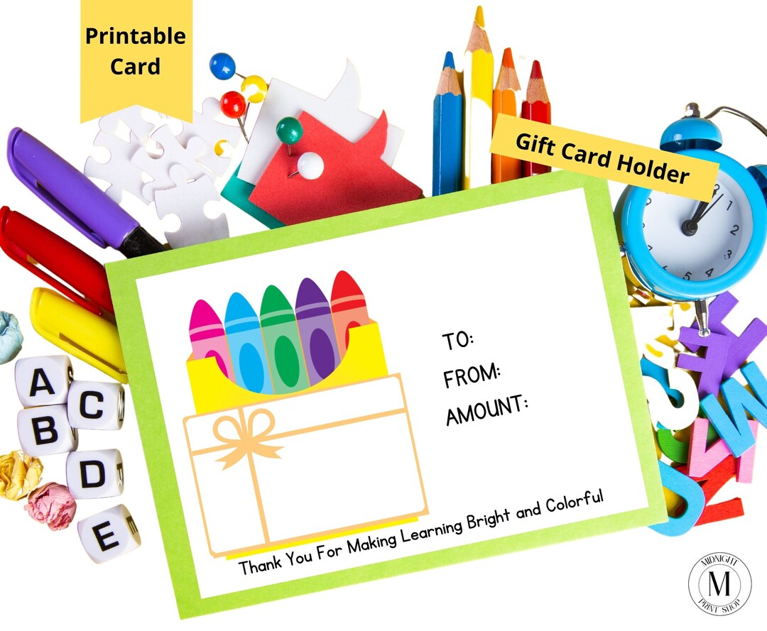 Crayon Gift Card Holder, Appreciation Card for Teacher, Appreciation